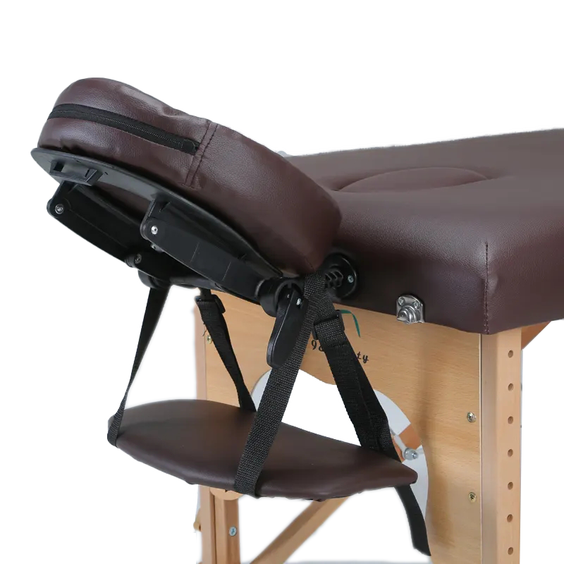 Brown PU Upholstered Portable Folding Massage Table Beauty Salon Bed (ZG28-001S)