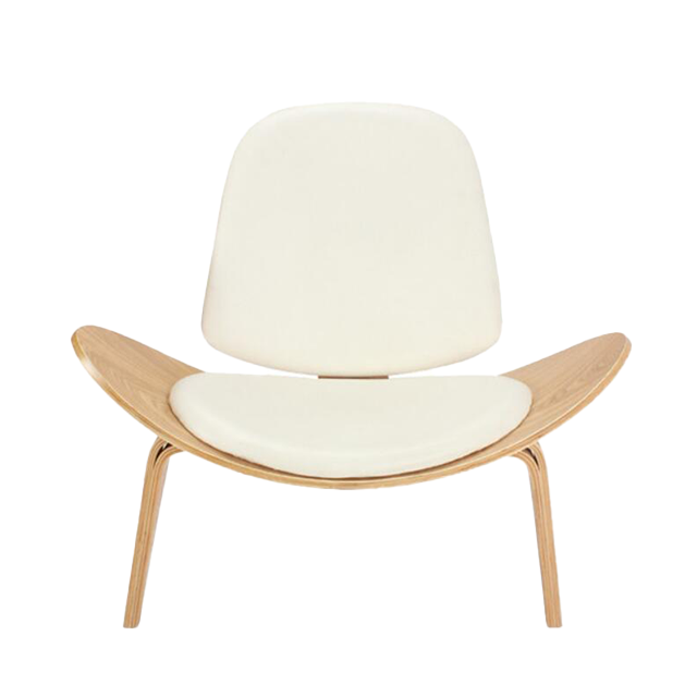 Wholesale Curved Furniture Modern Nordic Three-legged Shell Shaped Wood Lounge Chair(ZG19-017)