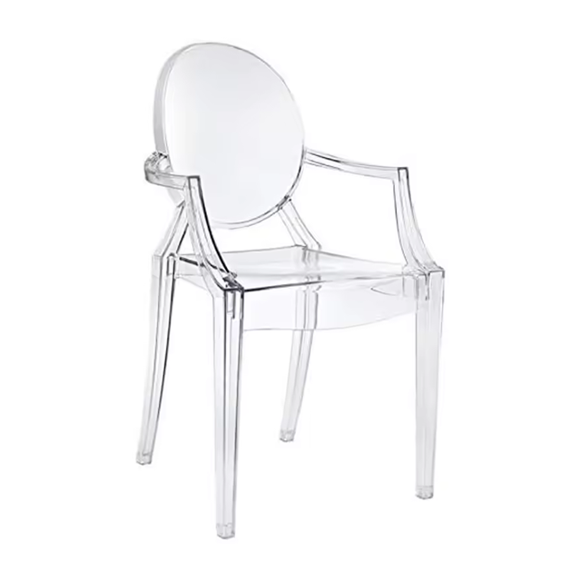Transparent Event Ghost Chairs Round Back Arms Plastic Dining Chair ZG50-026