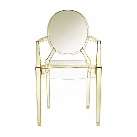 Transparent Event Ghost Chairs Round Back Arms Plastic Dining Chair ZG50-026