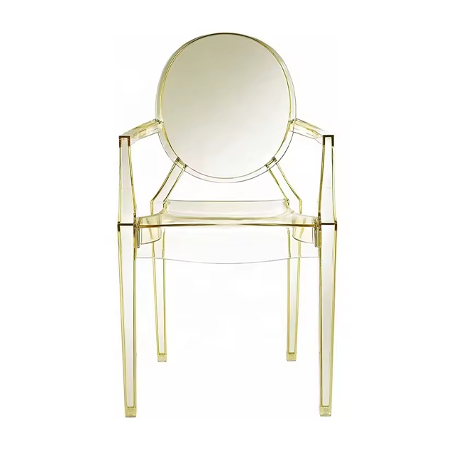 Transparent Event Ghost Chairs Round Back Arms Plastic Dining Chair ZG50-026
