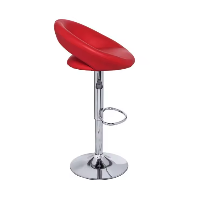 Height Adjust Faux Leather Bar Stool Kitchen Chair with Rotary Chrome Base