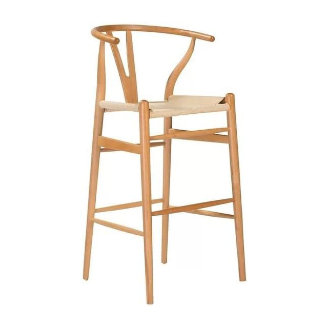 Hot Selling High Quality Modern Cafe Banquet Dining Chair Solid Wooden Stool Classic Cow Horn Bar Rattan Chair (ZG25-007)