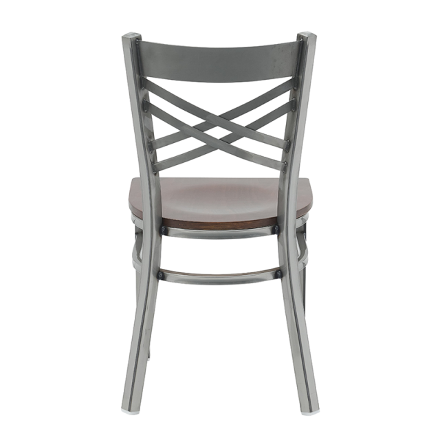 Metal "X" Back Dining Restaurant Kitchen Cafe Dining Chair with Wood Seat (ZG23-110)
