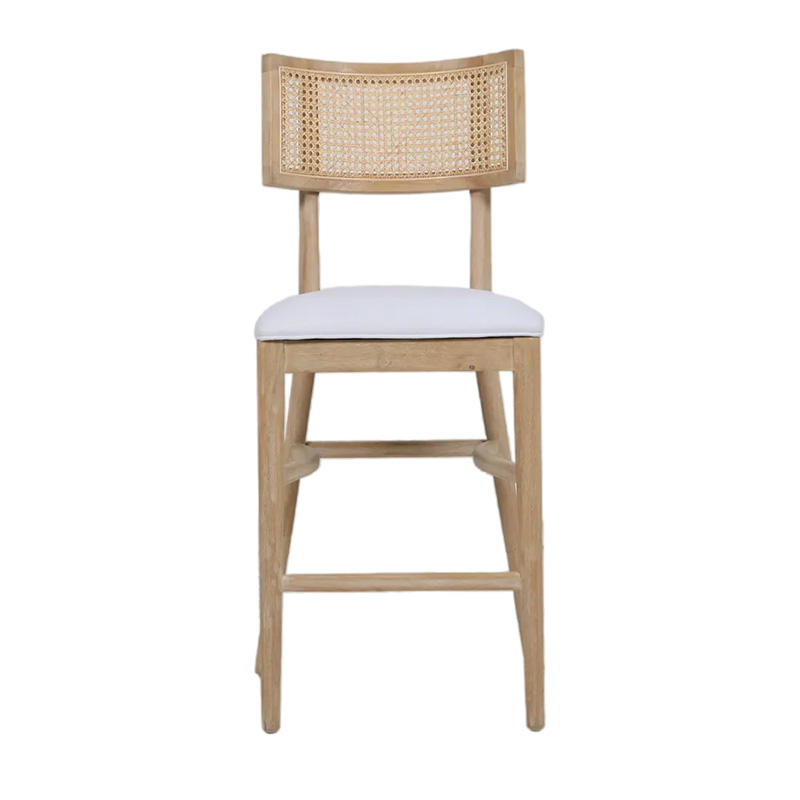 Nordic Design Minimalist Rattan Back Solid Wood Bar Chair Armless Leisure Bar Stools(ZG25-038)