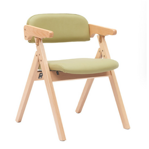 Modern Design Teak Wood Dining Chair Upholstered Seat Backrest Folding Armrests Natural Wood Chairs(ZG16-102)