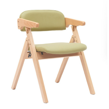 Modern Design Teak Wood Dining Chair Upholstered Seat Backrest Folding Armrests Natural Wood Chairs(ZG16-102)