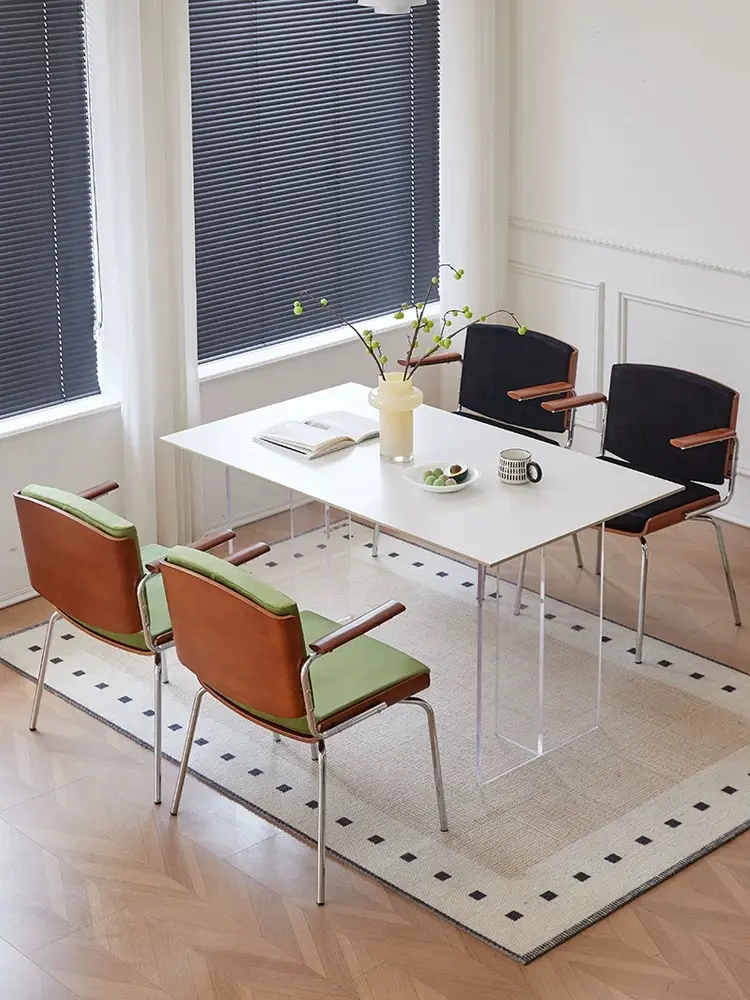 Modern Solid Wood Dining Chair Nordic Armrest Soft Bag Backrest Living Room Stool Home Furniture(ZG23-108)