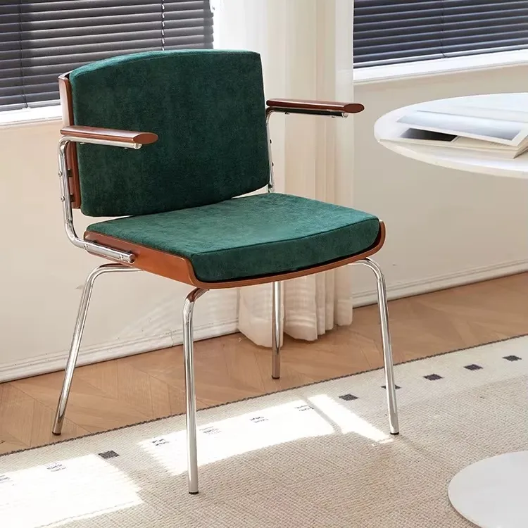 Modern Solid Wood Dining Chair Nordic Armrest Soft Bag Backrest Living Room Stool Home Furniture(ZG23-108)