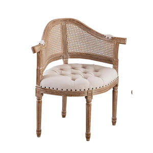 ZG Rubber Wood Rattan Spoon Back Dining Louis Chair Triangle Mesh Leisure Chair Living Room Chair for Hotels Wedding Dining Event (ZG16-095)