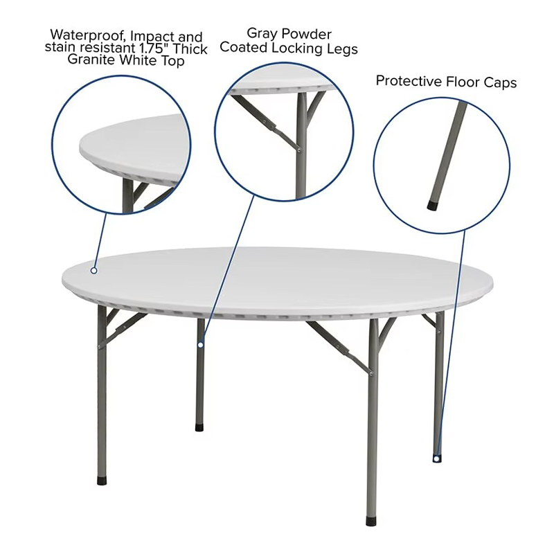 Factory Direct Sales Portable Plastic Folding Round Table, Party Table 152cm Round Table
