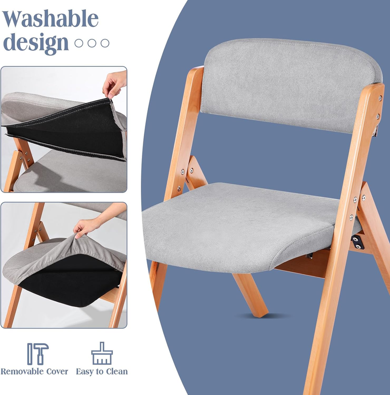 Wooden Folding Dining Chairs with Padded Seats for Kitchen Home Office Wedding Party Events Rental Dining Folding Chair(ZG16-101)