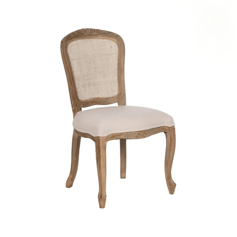 ZG Furniture Rustic French Style Dining Louis Chair Reticulum Rattan Back Vintage Wooden Frame Chair for Rental Wedding Event (ZG16-086)