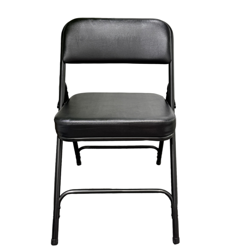 Comfortable Modern Accent Faux Leather Thick Foam Padded Black Folding Chair (ZG26-018)