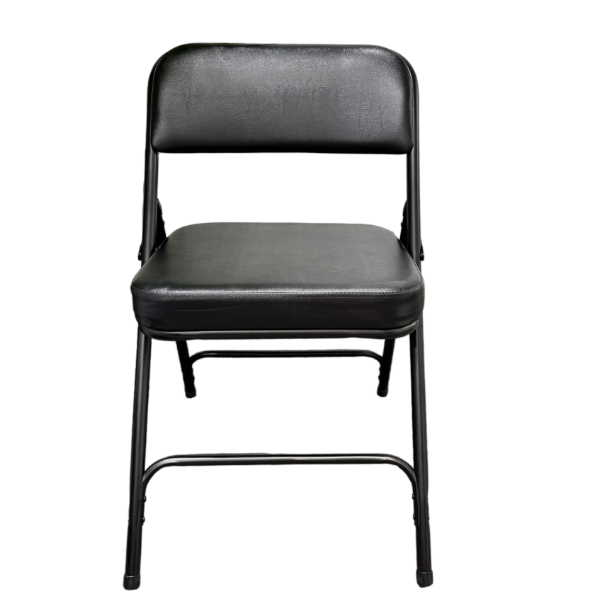 Comfortable Modern Accent Faux Leather Thick Foam Padded Black Folding Chair (ZG26-018)