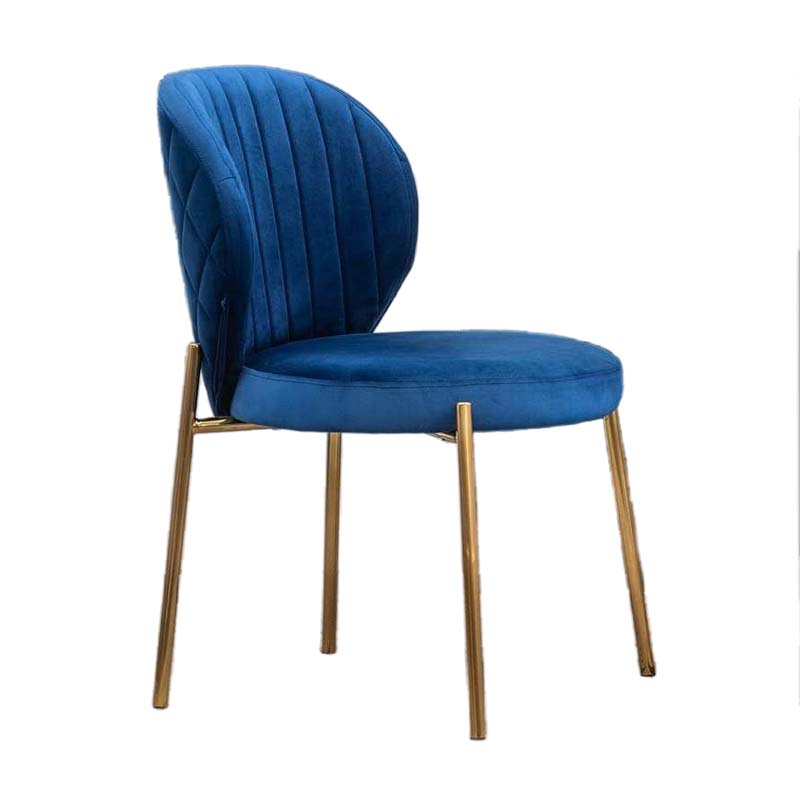 High Quality Metal Frame Kitchen Chairs Hot Metal Leg Navy Blue Velvet Padded Dining Chair ZG23-111