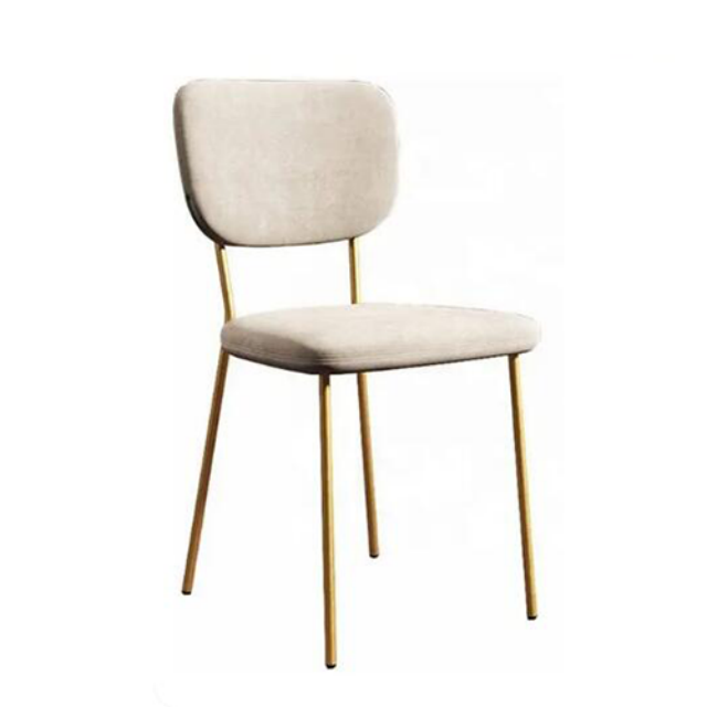 Metal Legs velvet cushioned PU leather Comfortable square back Leisure Dining Chair (ZG23-068)
