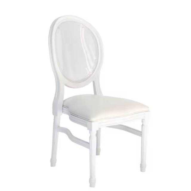 Wholesale Modern Design Transparent Back Louis Wood Stacking Banquet Dining Chair(ZG11-006)