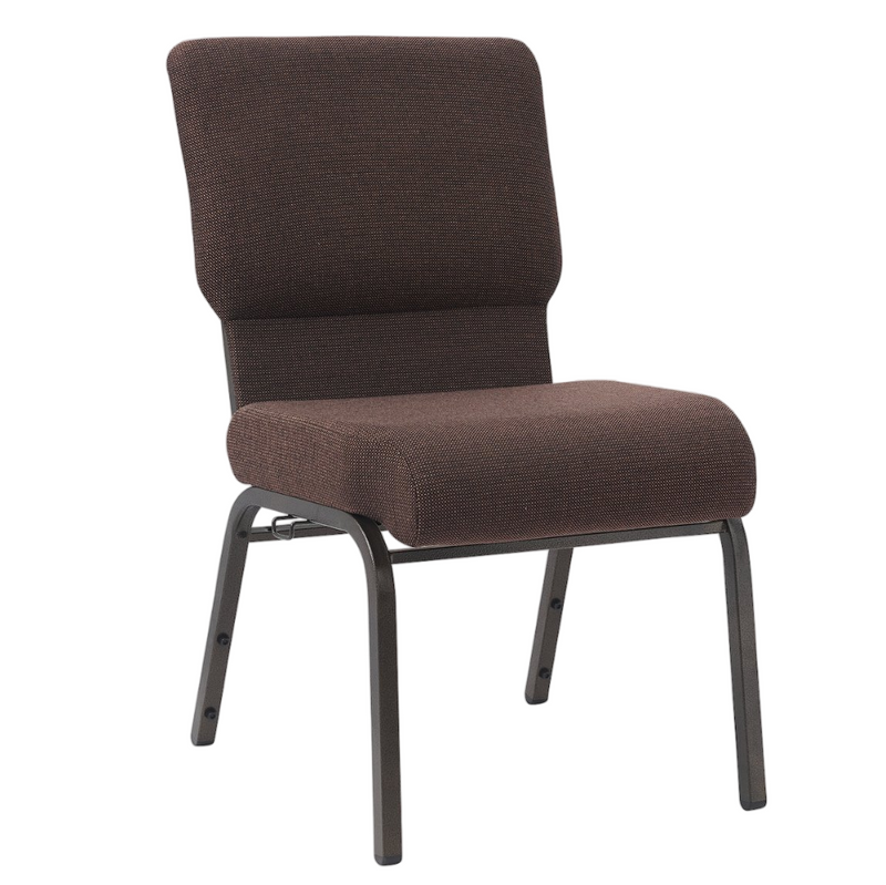 21′′ Wide Church Chair Comfy Stackable Chair in Gray Fabric and Black Frame (ZG13-005)