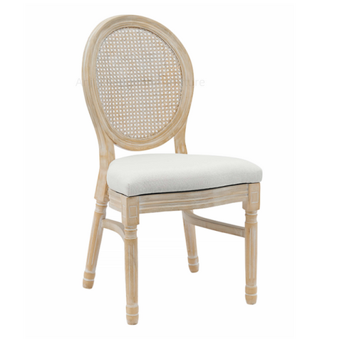 ZG Manufacturer Rubber Solid Wood Stackable Rattan Back Dining Louis Chair for Wedding Dining Event (ZG16-023)