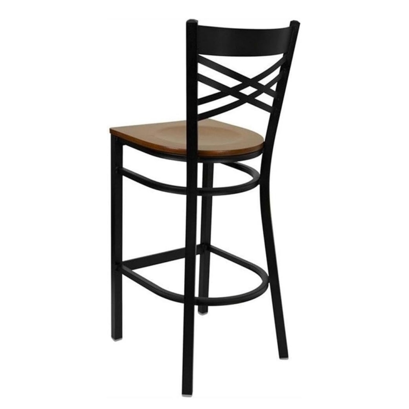 Zhenguan Restaurant Dining Plywood Cross Back Bar Stool Bar Chair with Plywood Seat (ZG21-073)