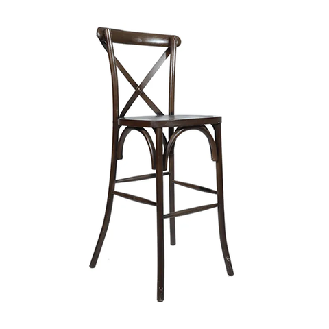 Wholesale China Antique Style Rattan Seat Wood Restaurant Cross Back Bar Chair(ZG25-003)