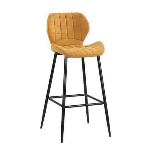 High Chair Velvet Fabric Creative Vintage Metal Leisure Bar Chair With Footrest(ZG21-012)