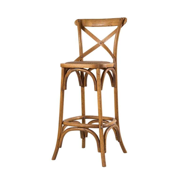 High Quality Wedding Chair Cross Back Bar Stool Vintage Bar Chair Solid Wood Dinning Chair (ZG25-002)