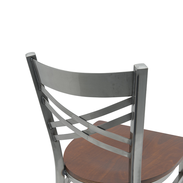 Metal "X" Back Dining Restaurant Kitchen Cafe Dining Chair with Wood Seat (ZG23-110)