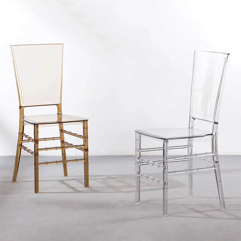 Modern Stackable Clear Acrylic Plastic PC Crystal Chiavari Square Transparent Chair for Wedding Events Party Banquet Cafe(ZG50-016)