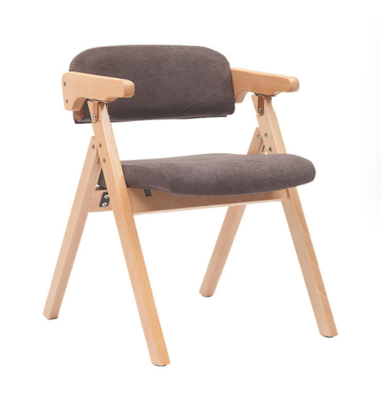 Modern Design Teak Wood Dining Chair Upholstered Seat Backrest Folding Armrests Natural Wood Chairs(ZG16-102)