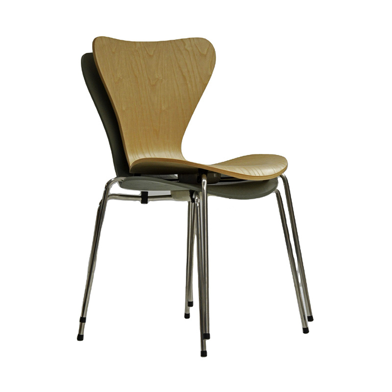 Simple Walnut Plywood and Metal Frame Dining Chair(ZG23-102)