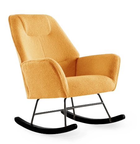 Teddy Fabric and Rocking Wood Metal Leg With Rubber Wood Accent Chairs(ZG31-009)