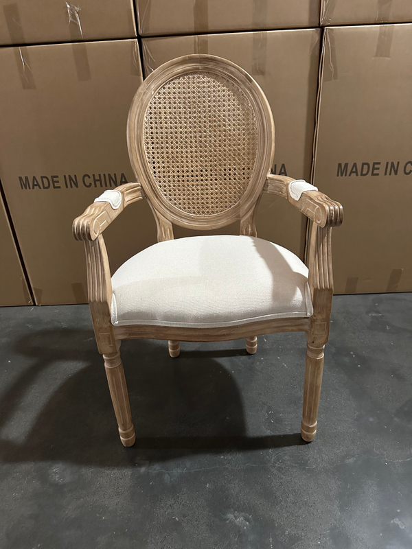 Furniture French Design Fabric Seat Rattan Cane Back Louis Event Wedding Dining Louis Chair Weddings(ZG16-065A)