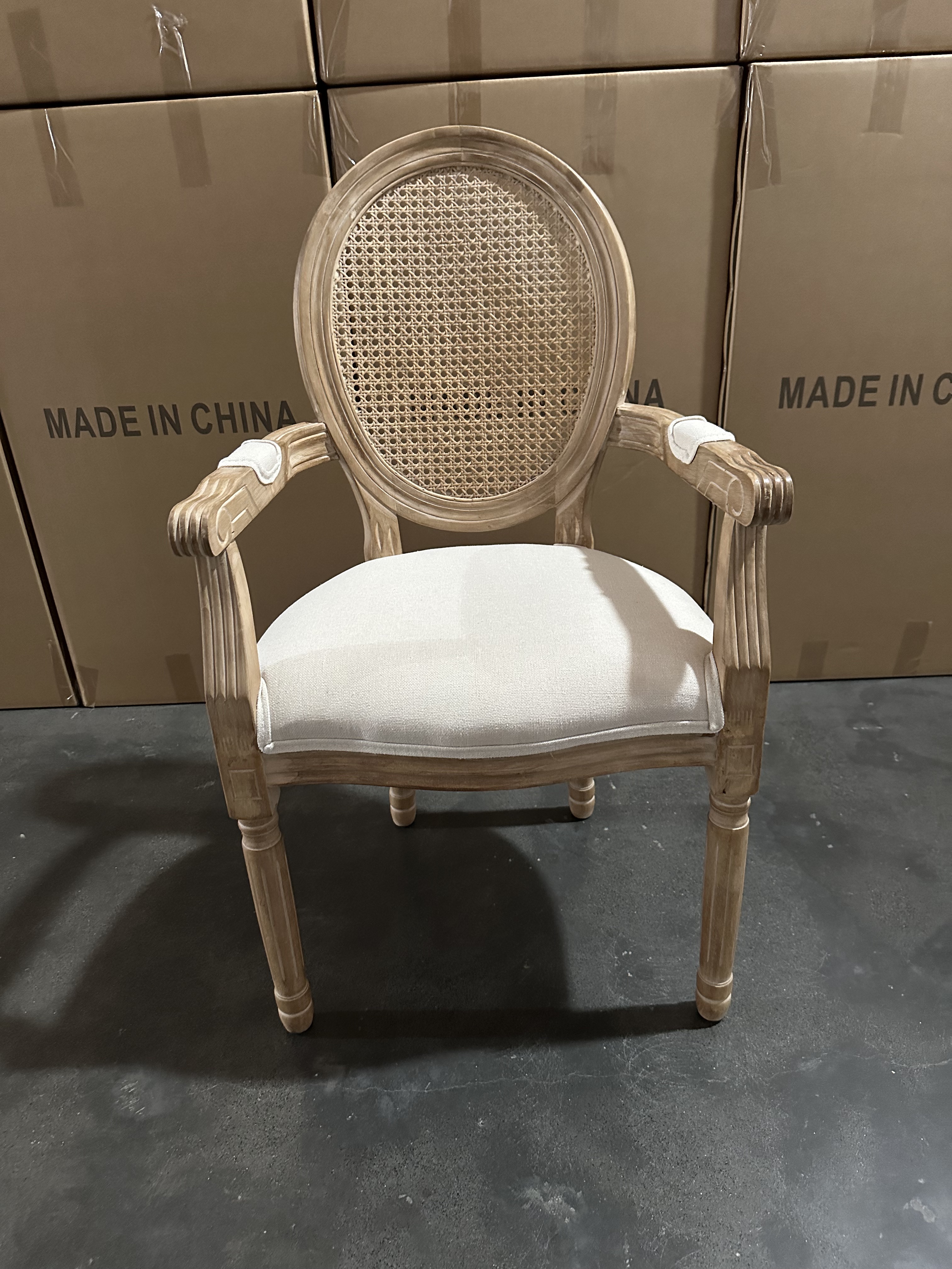 Furniture French Design Fabric Seat Rattan Cane Back Louis Event Wedding Dining Louis Chair Weddings(ZG16-065A)
