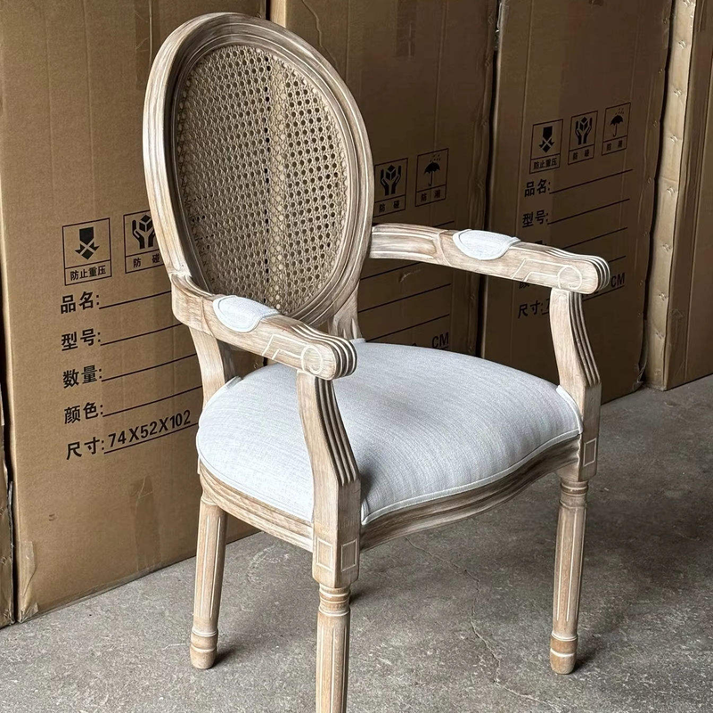 Furniture French Design Fabric Seat Rattan Cane Back Louis Event Wedding Dining Louis Chair Weddings(ZG16-065A)