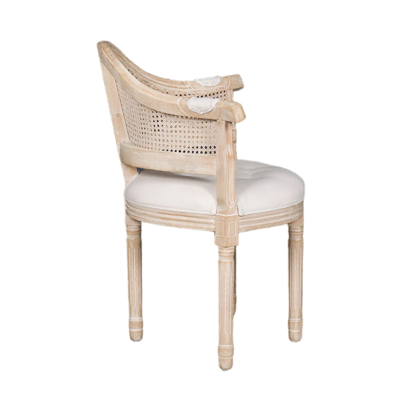 ZG Rubber Wood Rattan Spoon Back Dining Louis Chair Triangle Mesh Leisure Chair Living Room Chair for Hotels Wedding Dining Event (ZG16-095)