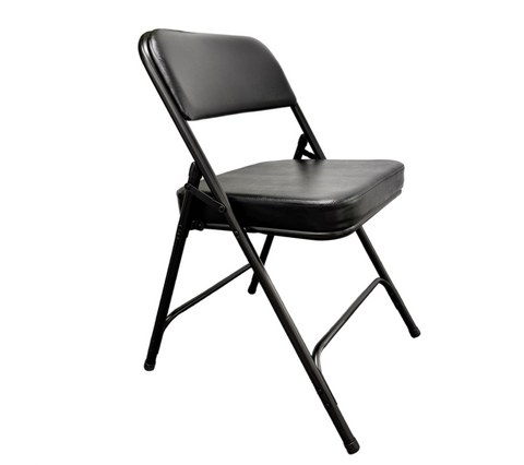 Comfortable Modern Accent Faux Leather Thick Foam Padded Black Folding Chair (ZG26-018)