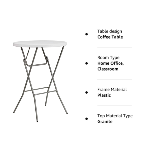Wholesale Moisture Proof Outdoor Granite White Portable Plastic 32'' Folding Round High Table