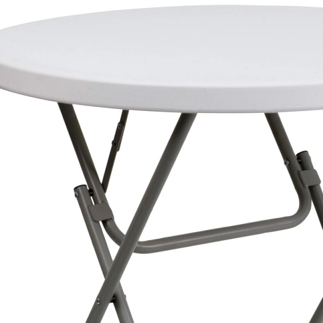 Outdoor Portable 32'' Plastic Folding Round Table Granite White Moisture Proof Finish