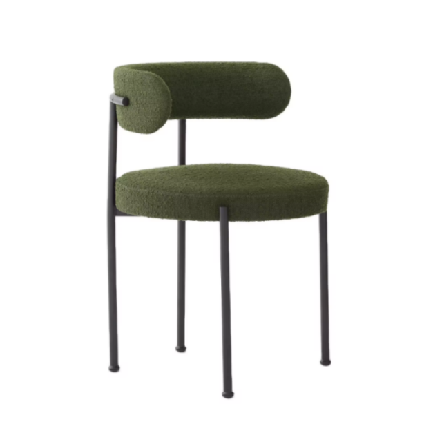 Lamb Wool Vanity Room Chair Modern Upholstered Accent Chair with Metal Legs and Back(ZG23-069)