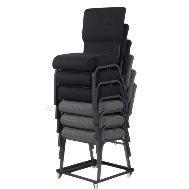 20.50 Inch Wide Metal Stackable Church Chair with Wardpocket for Worship(ZG13-001)
