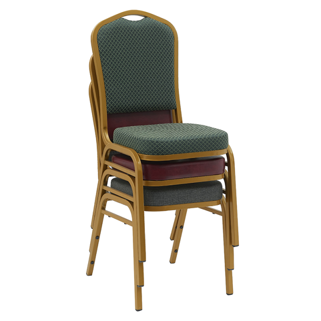 Anji Zhenguan Stackable Gray Fabric Black Frame Premium Crown Back Metal Banquet Chair(ZG10-008)