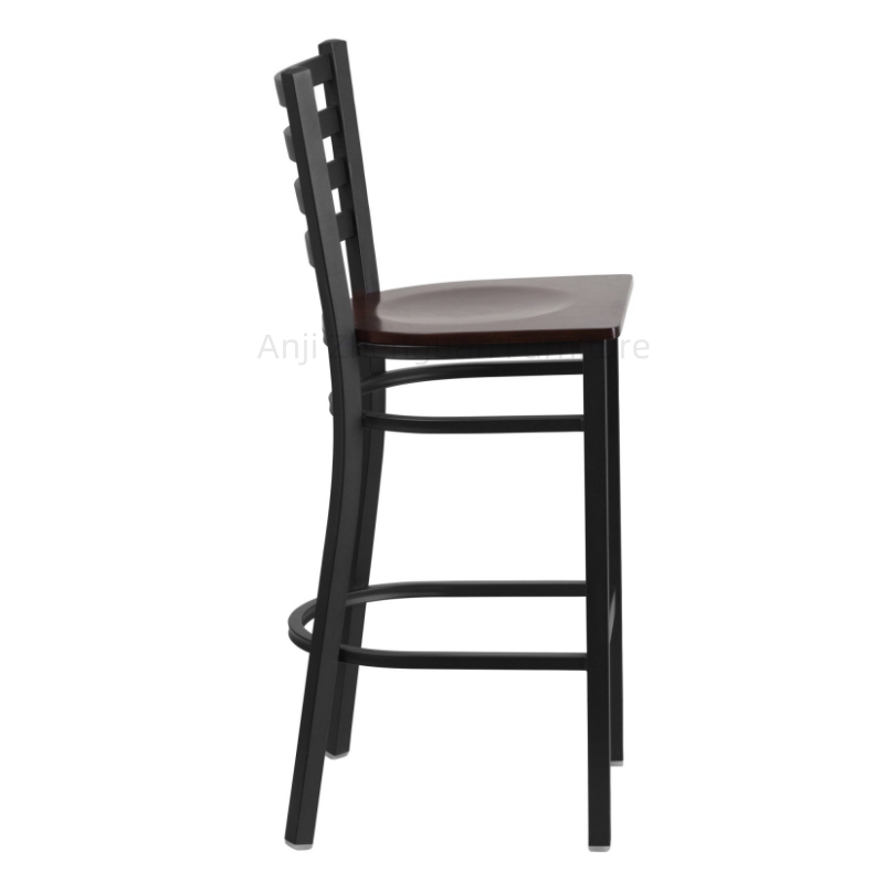 Zhenguan Restaurant Dining Plywood Ladder Back Bar Stool Bar Chair with Wood Seat (ZG21-071)