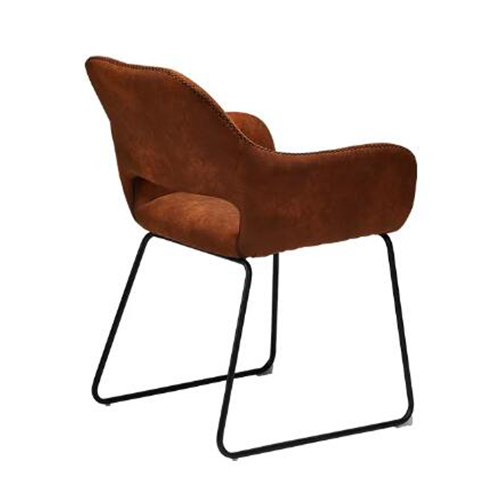 Antique Brown Upholstered Accent Chair PU Leather Dining Room Armchair with Armrest ZG23-077