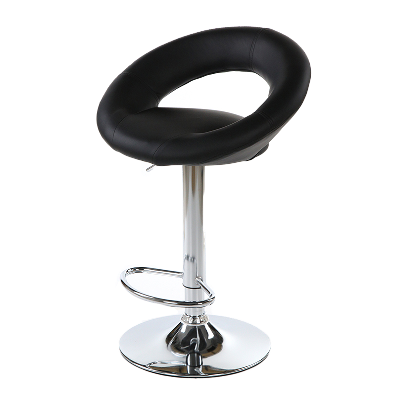 Height Adjust Faux Leather Bar Stool Kitchen Chair with Rotary Chrome Base