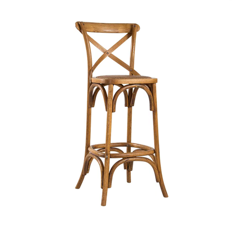 High Quality Wedding Chair Cross Back Bar Stool Vintage Bar Chair Solid Wood Dinning Chair (ZG25-002)