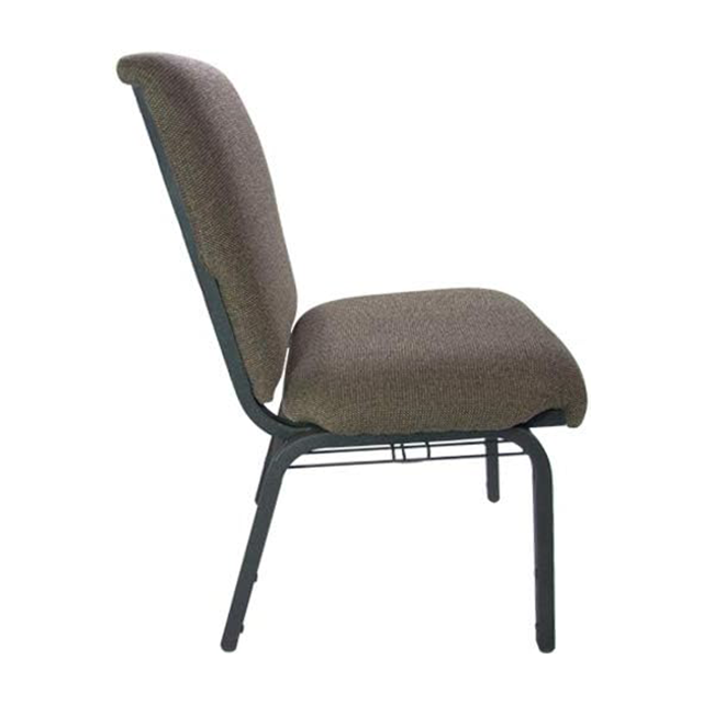 21′′ Wide Church Chair Comfy Stackable Chair in Gray Fabric and Black Frame (ZG13-005)