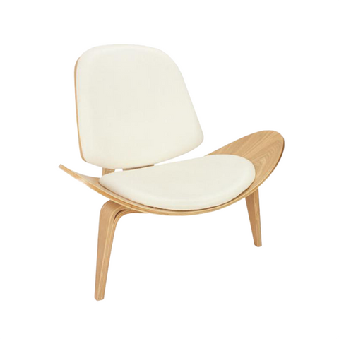Wholesale Curved Furniture Modern Nordic Three-legged Shell Shaped Wood Lounge Chair(ZG19-017)
