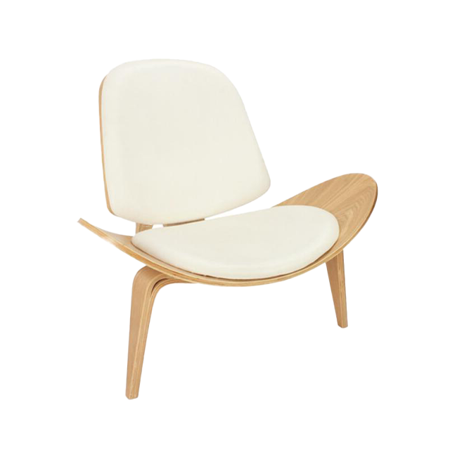 Wholesale Curved Furniture Modern Nordic Three-legged Shell Shaped Wood Lounge Chair(ZG19-017)